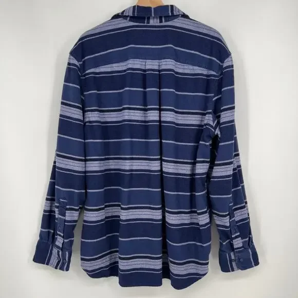 The North Face Men Arroyo Flannel Shirt XL Cotton Blue Stripe Heavy Duty Button - Picture 2 of 10